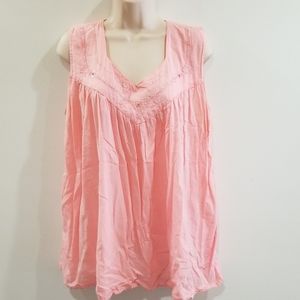 Retro 100% cotton women's pink beaded front blouse